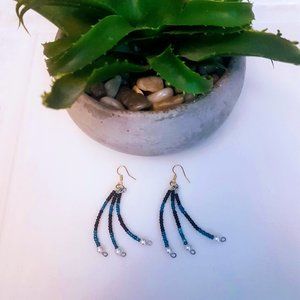 #J20 Blue & Black Beaded Earrings